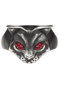 Black Cat Ring With Red Crystal Eyes Gothic Style
