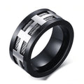 Black Plating 316l Stainless Steel Ring / Matte Finish Punk Style Ring Jewelry
