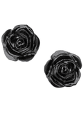 Black Rose Stud Earrings With Surgical Steel Posts
