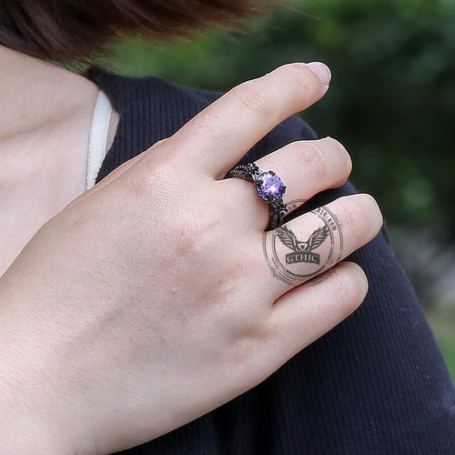 Black Diamond-set Brass Engagement Ring
