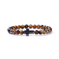 Black Magnet Cross Natural Stone Beaded Bracelet