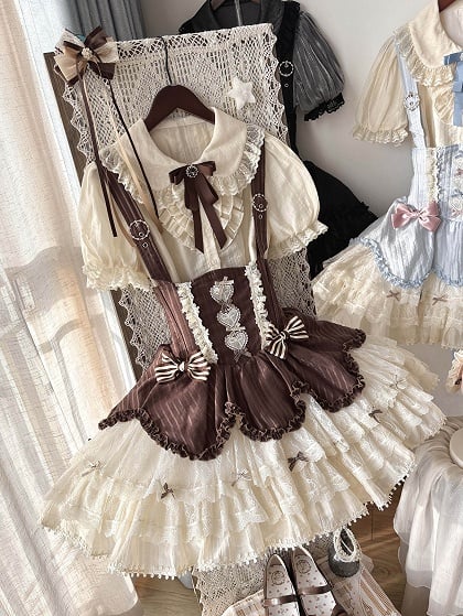 [pre-order Deadline: May 8] Classic Lace Ribbon Blouse + Suspender Tiered Dress Full Set + Complete Set