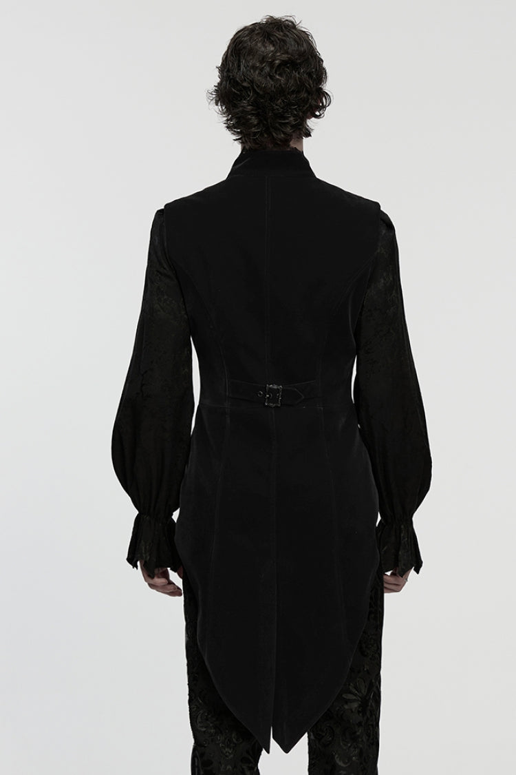 Black Stand Collar Pleated Swallow-tailed Gothic Vest