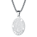 Oval Christian Saint Christopher Protection Medal Necklace for