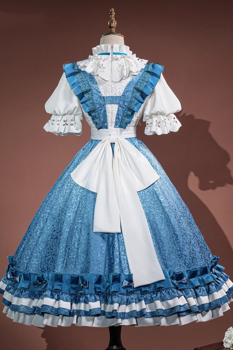Blue [identity V Journalist Alice in Dreams] Multi-layered Ruffle Cardigan Bowknot Classic Cosplay Lolita Dress Set