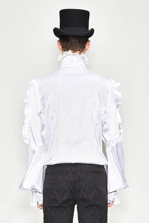 White Vampire Ruffled Sleeves Gothic Blouse