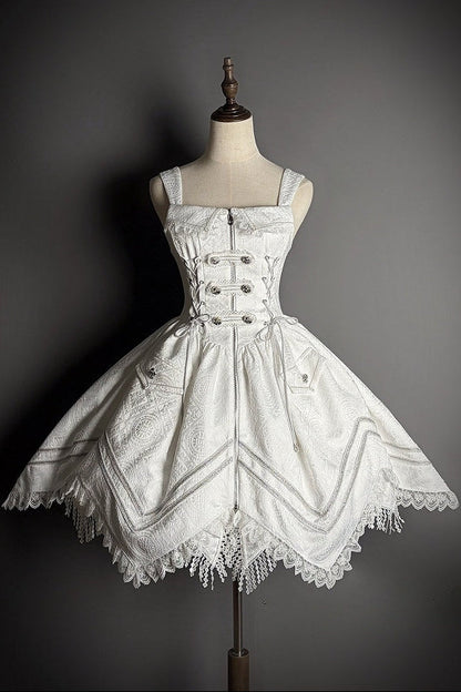 [pre-order Deadline: April 23] Dawnbreaker Gothic Jacquard Military Bustier Suspender Dress