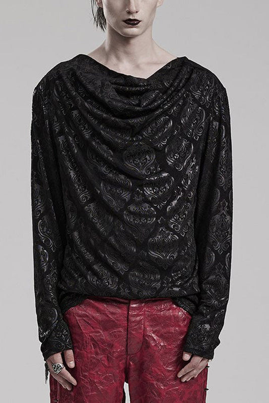 Black Long Sleeves Print Gothic T-shirt