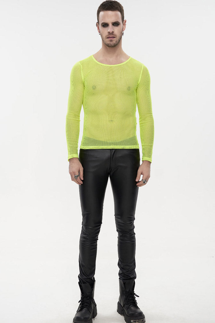 Ellow Gothic Elasticity High Neck Long Sleeve Mesh Shirt