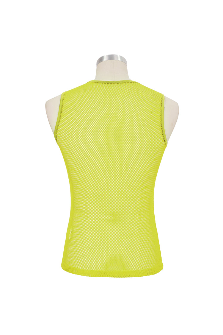 Yellow Elasticity Perspective Rhombus Net Yarn Sleeveless Gothic T-shirt