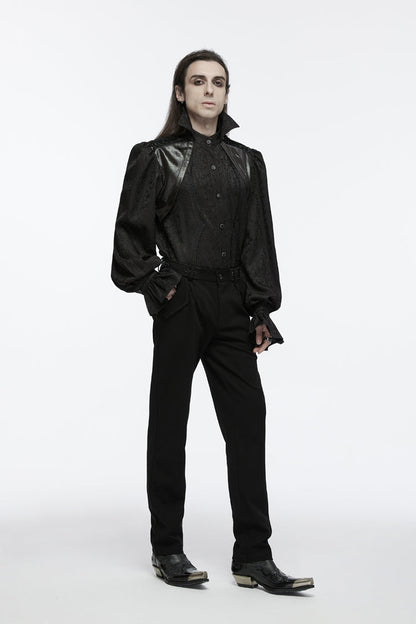 Black Long Puff Sleeves Lace-up Gothic Blouse