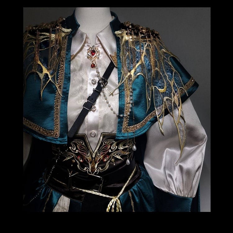 [pre-order] Dark Fantasy Embroidery Cape + Shirt + Corset Train + Pants/skirt Complete Set + Full Set