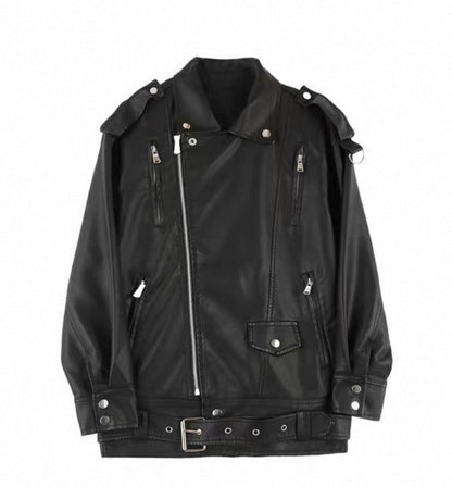 Oversized Leather Jacket Black