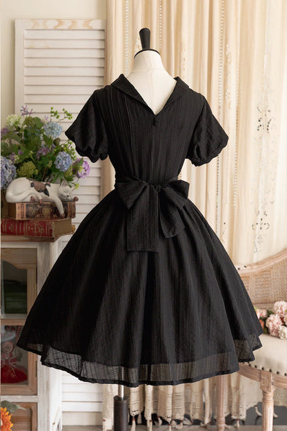 Black [forest Gallery] High Collar Short Lantern Sleeves Pastoral Style Classic Lolita Dress