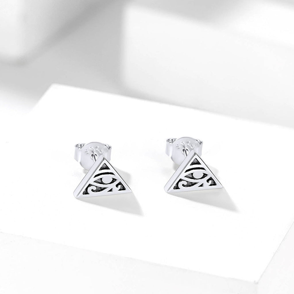 Sterling Silver Eye of Ra Stud Earrings for