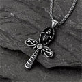 Egyptian Scarab Ankh Cross Necklace for