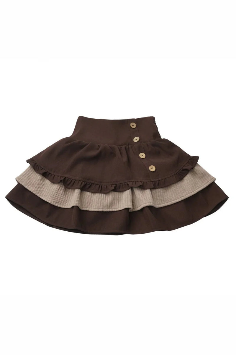 Rose Brown Lace Knit Top + Skirt