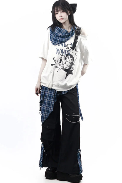 Subculture Punk Dark Kawaii Top + Skirt + Pants