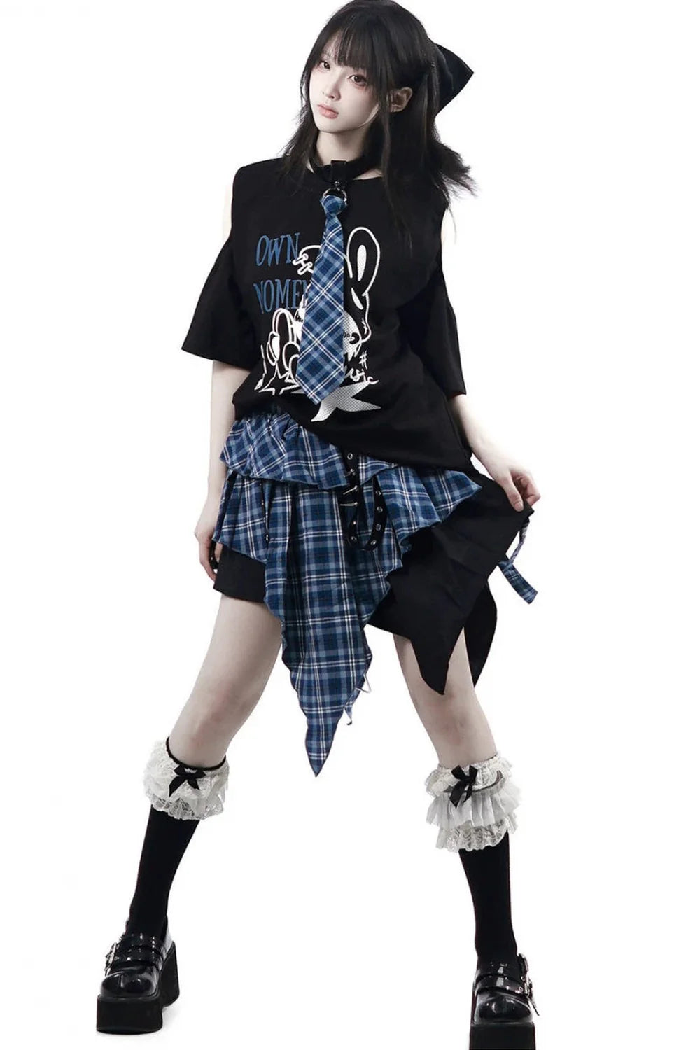 Subculture Punk Dark Kawaii Top + Skirt + Pants