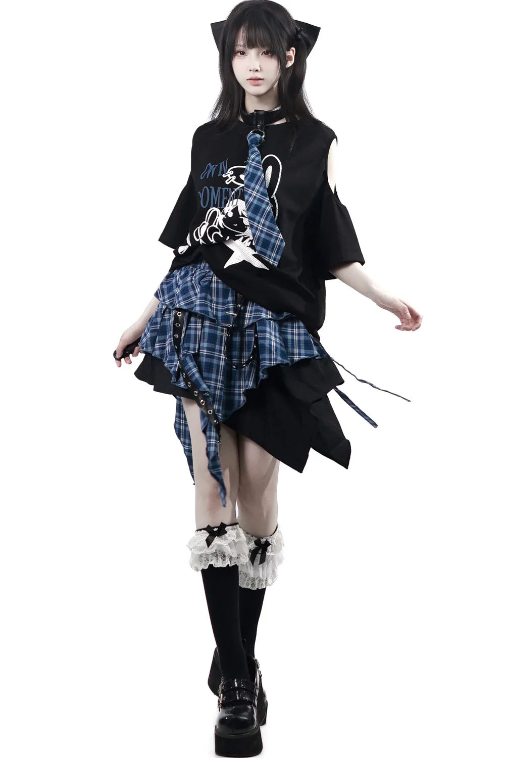 Subculture Punk Dark Kawaii Top + Skirt + Pants