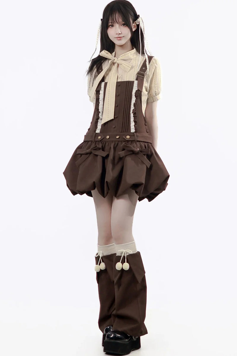 Midsummer Night Lace-up Blouse + Suspender Skirt + Leg Warmers