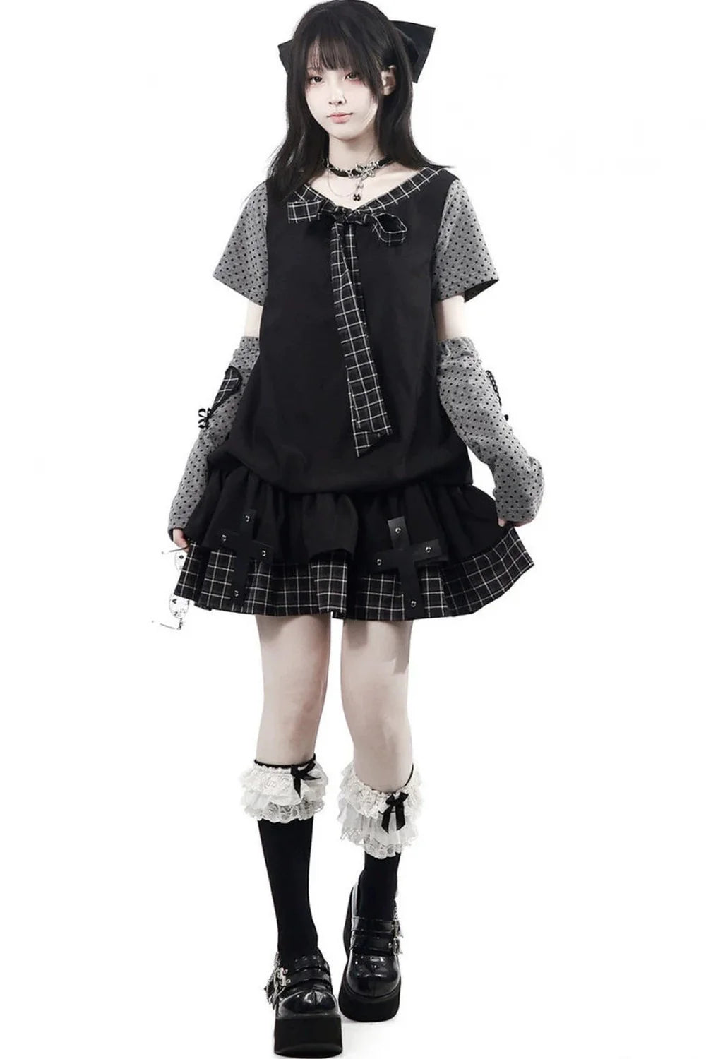 Cross Checked Doll Dress + Top + Skirt