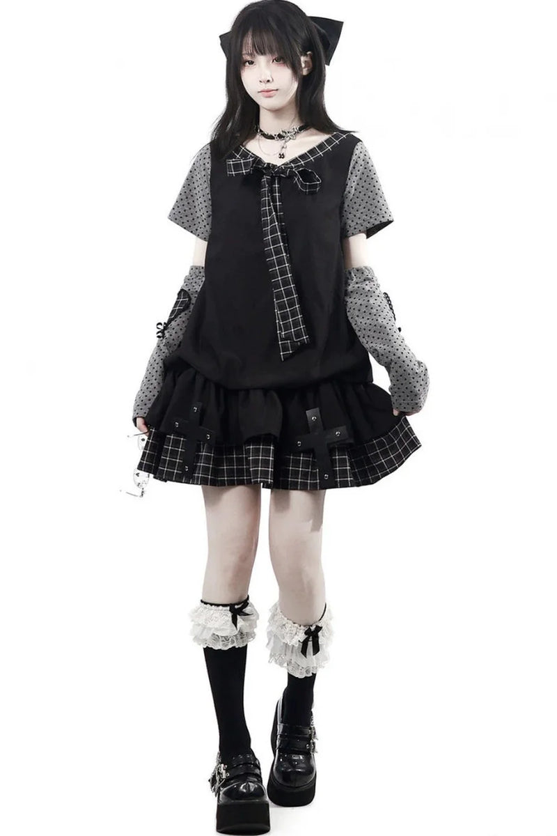 Cross Checked Doll Dress + Top + Skirt