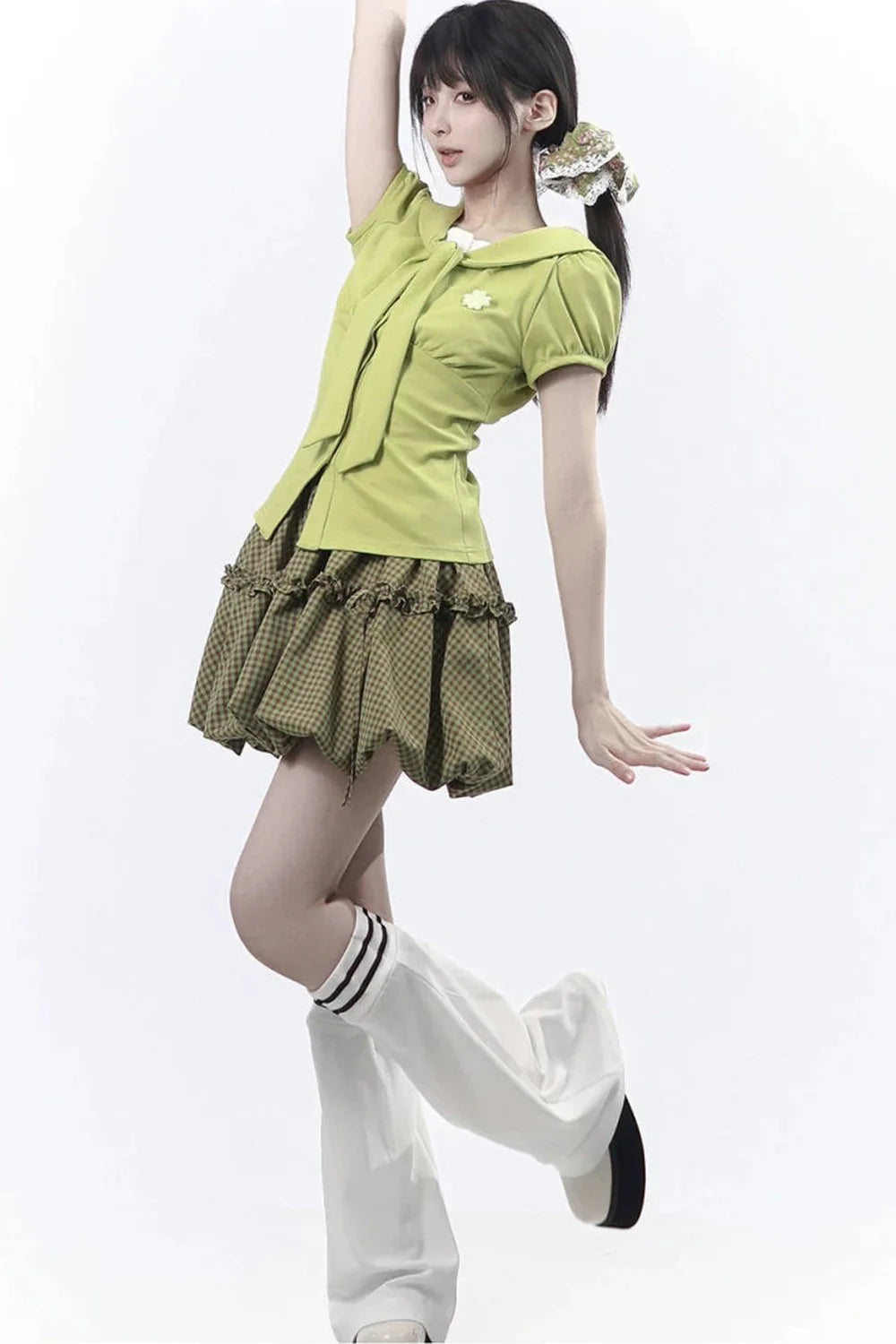 Lucky Clover Green Plaid Summer Set