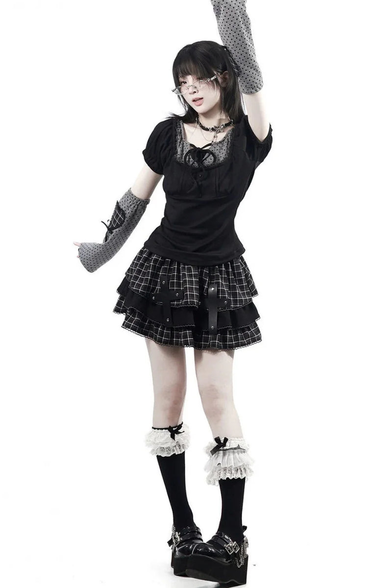 Cross Checked Doll Dress + Top + Skirt