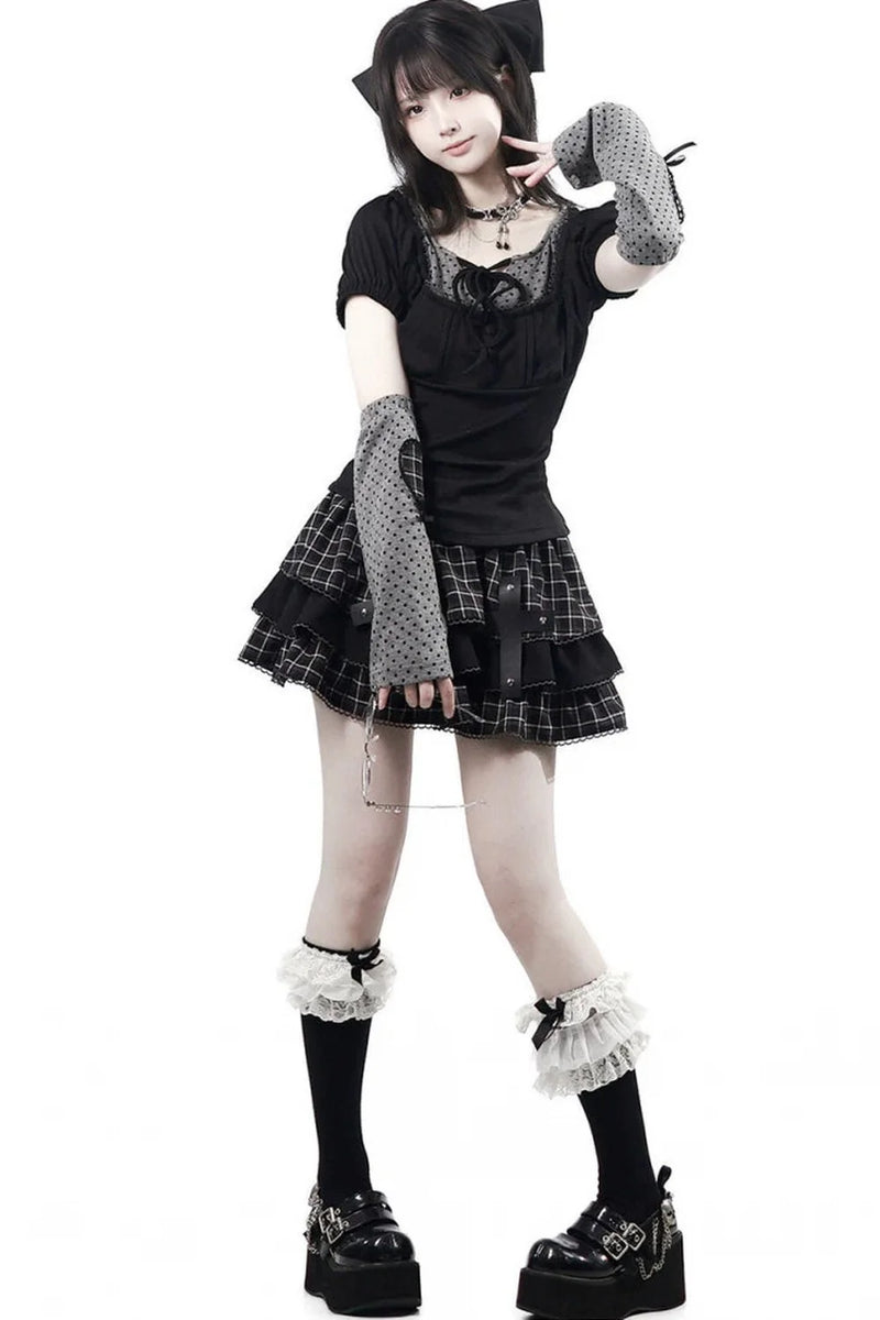 Cross Checked Doll Dress + Top + Skirt