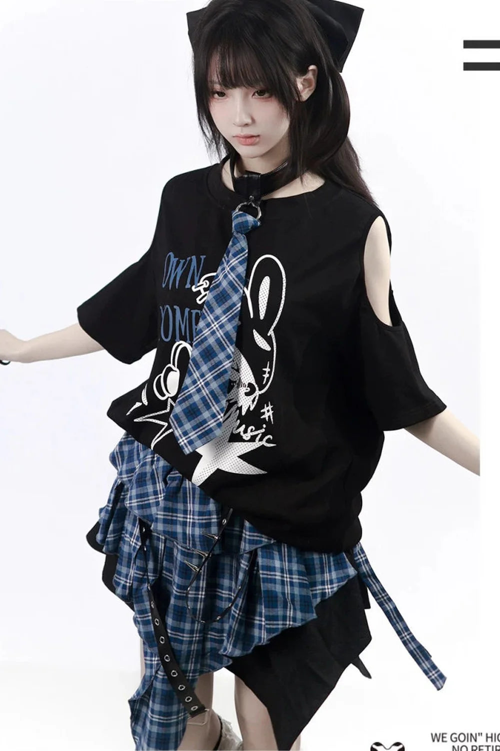 Subculture Punk Dark Kawaii Top + Skirt + Pants
