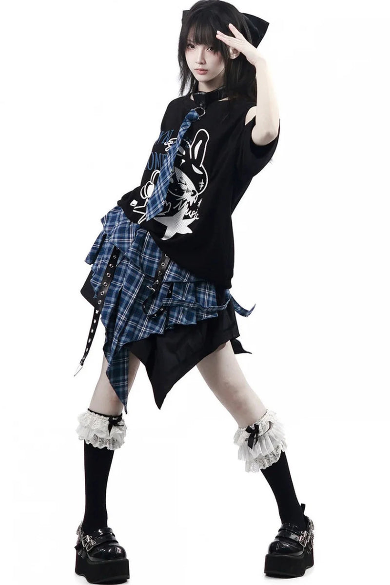 Subculture Punk Dark Kawaii Top + Skirt + Pants