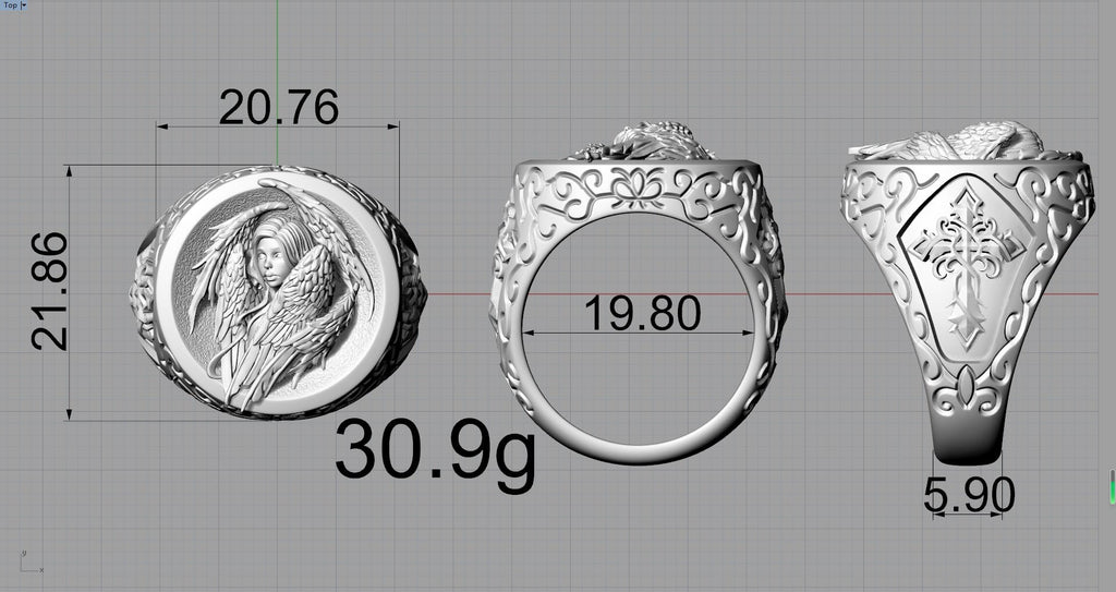 Cross Archangel Guardian Sterling Silver Ring