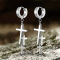 Cross Stainless Steel Clip Hoop Earring