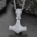 Viking Thor's Hammer Mjolnir Necklace With Cubic Zirconia