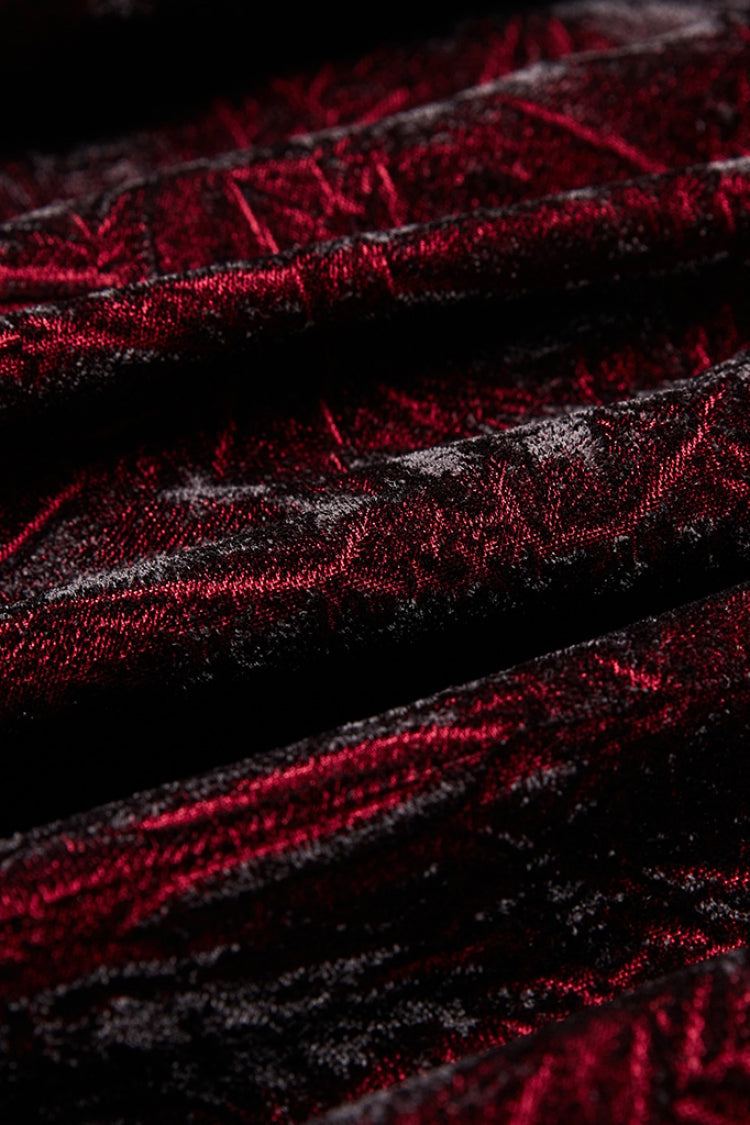 Black/red Long Sleeves Ruffle Lace-up Gothic Blouse