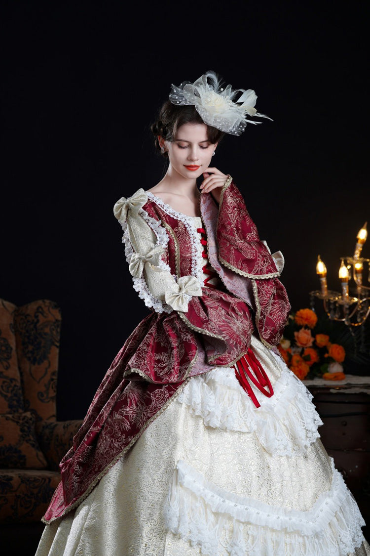Wine/ivory Long Hime Sleeves Lace-up Classic Palace Lolita Victorian Dress