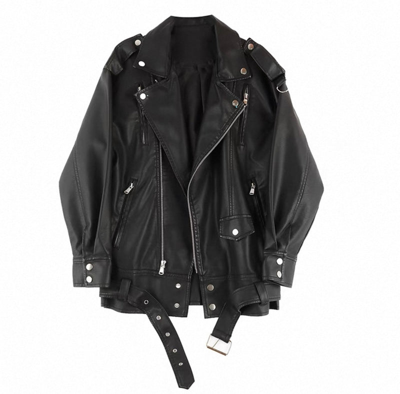 Oversized Leather Jacket Black