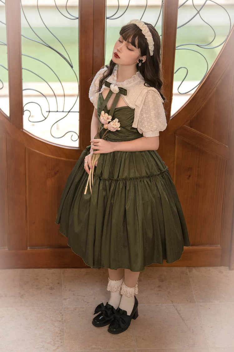 Dark Green Noble Retro Country Poetry Classic Lolita Dress