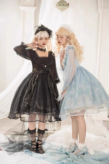 Planet Butterfly Print Bowknot Classic Gothic Lolita Dress 2 Colors