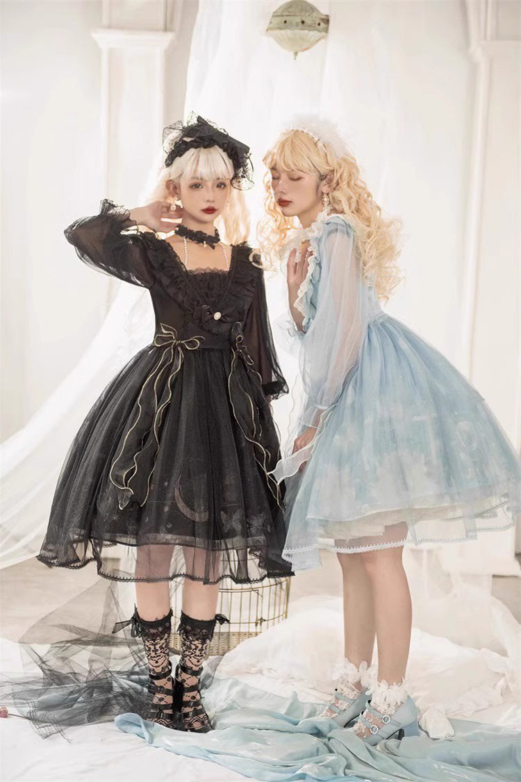 Planet Butterfly Print Bowknot Classic Gothic Lolita Dress 2 Colors