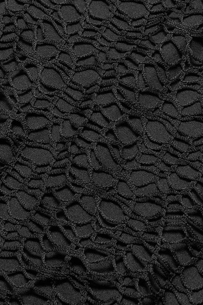 Black Short Sleeves Buckle Stitching Mesh Steampunk T-shirt