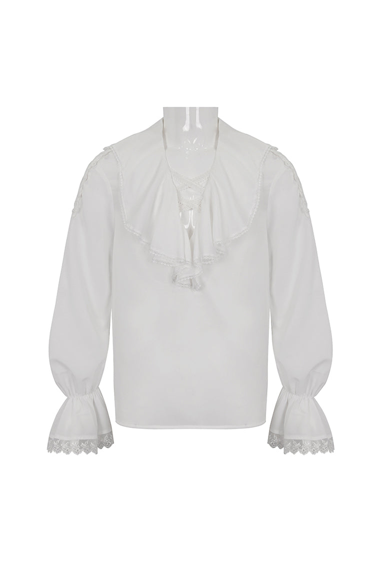 White Ruffled Collar Puff Sleeved Gothic Shirt