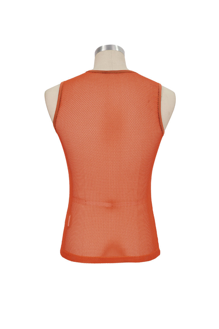 Orange Elasticity Perspective Rhombus Net Yarn Sleeveless Gothic T-shirt