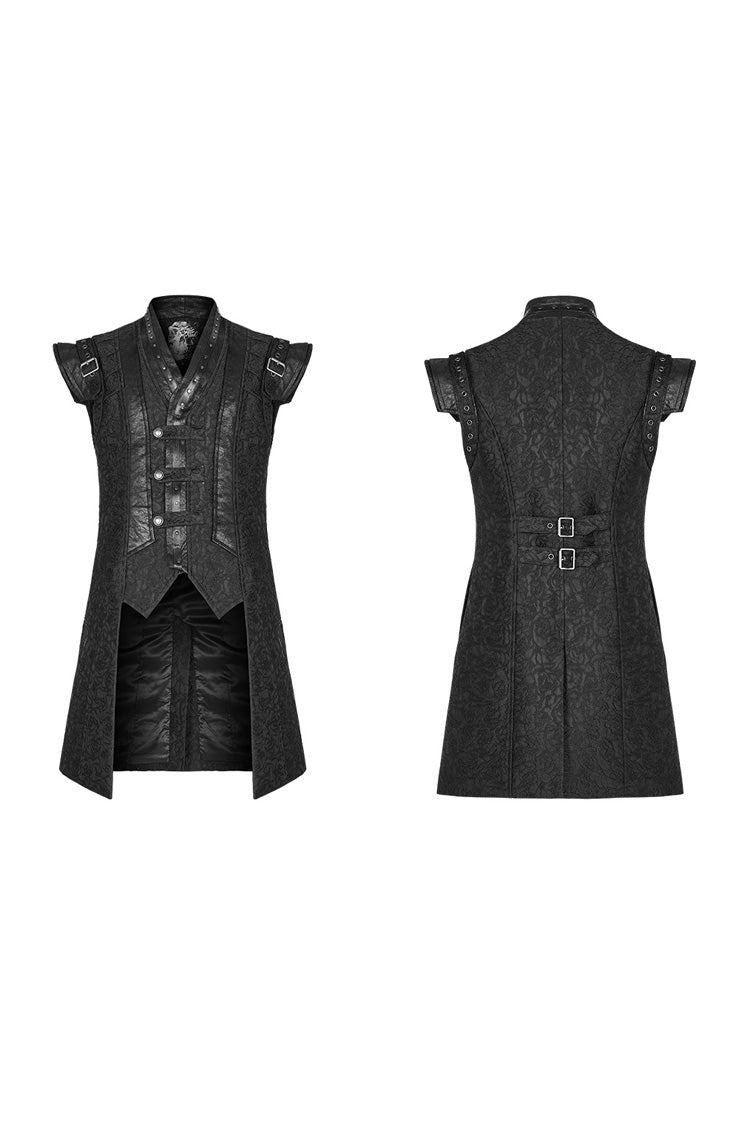 Black Stand Collar Sleeveless Buckle Punk Vest
