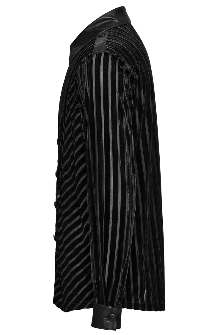 Black Lapel Collar Stitching Slim Gothic Blouse