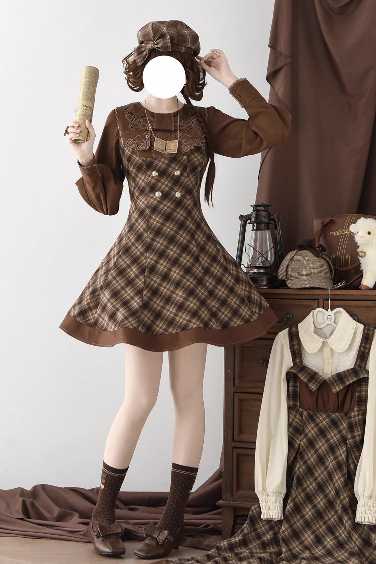 Brown [broken Pocket Watch] Sleeveless Printed Classic Lolita Bust-support Jsk Dress