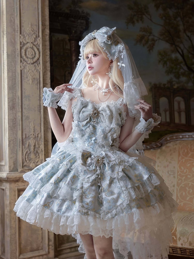 [pre-order Deadline: May 13] Blue/white/light Green Butterfly Fantasy Dress + Complete Set
