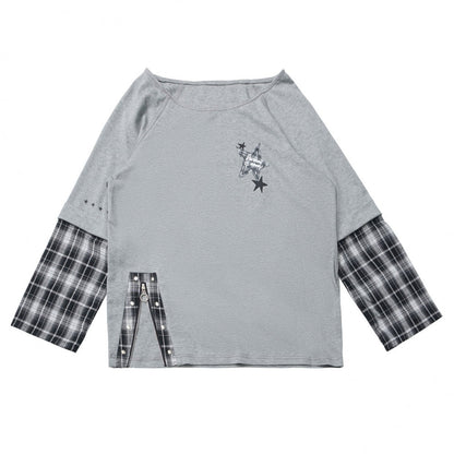 Plaid Design Top + Asymmetrical Top + Pants + Skirt + Belt