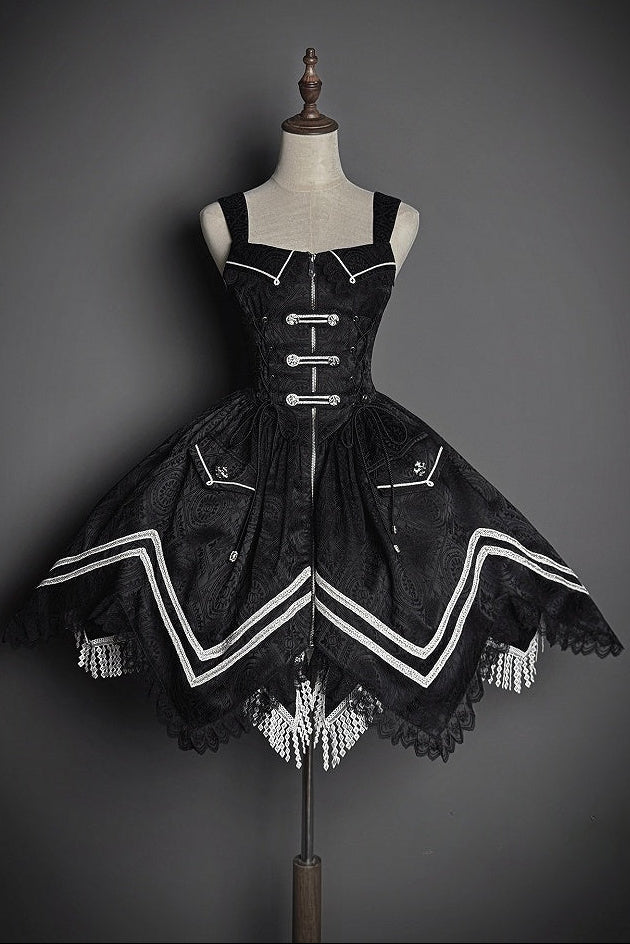 [pre-order Deadline: April 23] Dawnbreaker Gothic Jacquard Military Bustier Suspender Dress